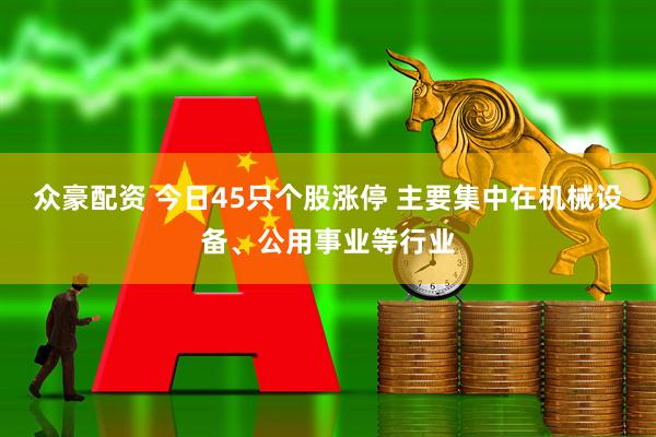 众豪配资 今日45只个股涨停 主要集中在机械设备、公用事业等行业