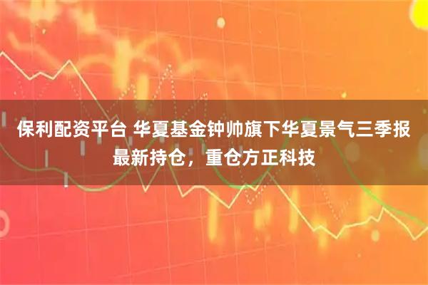 保利配资平台 华夏基金钟帅旗下华夏景气三季报最新持仓，重仓方正科技
